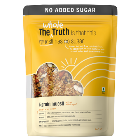 The Whole Truth - | Breakfast Muesli | 5 Grain Muesli | Vegan | Dairy-free | No Artificial Sweeteners | No Added Flavours | No Gluten or Soy | Nutritious Snack