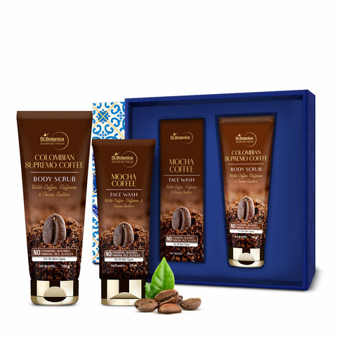 St.Botanica Colombian Supremo Coffee Body Scrub 200ml + Mocha Coffee Face Wash 100ml | Refines Skin