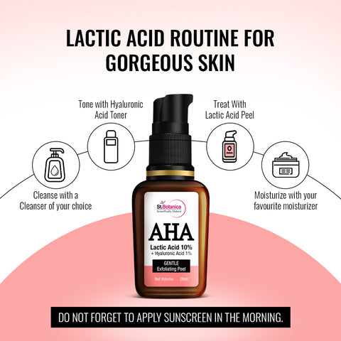 St.Botanica AHA Lactic Acid 10% & Hyaluronic Acid 1% Gentle Exfoliating Skin Peel, 20 ml