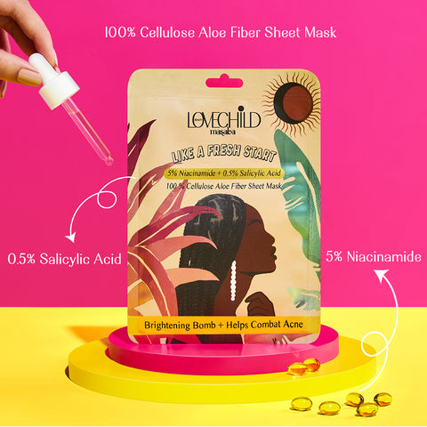 LoveChild Masaba - Like A Fresh Start - 100 % Cellulose Aloe Fiber Sheet Mask