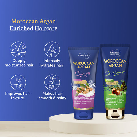 St.Botanica Moroccan Argan Hair Care Kit | Shampoo (175ml) + Conditioner (200ml) | Deeply Nourishes