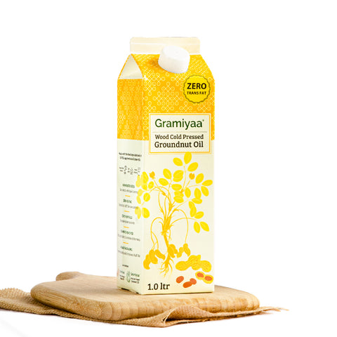 Gramiyaa Groundnut Oil (Peanut Oil) | Wood Cold Pressed | 1 Ltr | Marachekku Oil / Kachi Ghani Oil