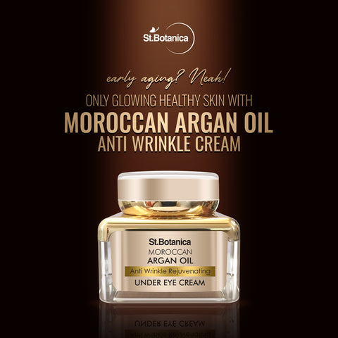 St.Botanica Moroccan Argan Oil Anti Wrinkle Rejuvenating Under Eye Cream - Fights Skin Aging, Fine Lines and Dark Circles, (30 g, Normal Skin)