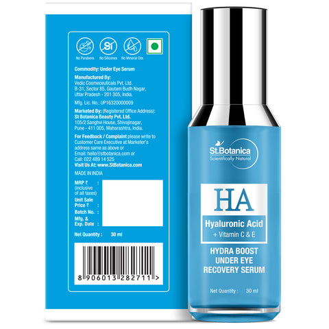 St.Botanica Hyaluronic Acid Hydra Boost Under Eye Recovery Serum - For Dark Circles, Puffiness & Wrinkle, 30 ml