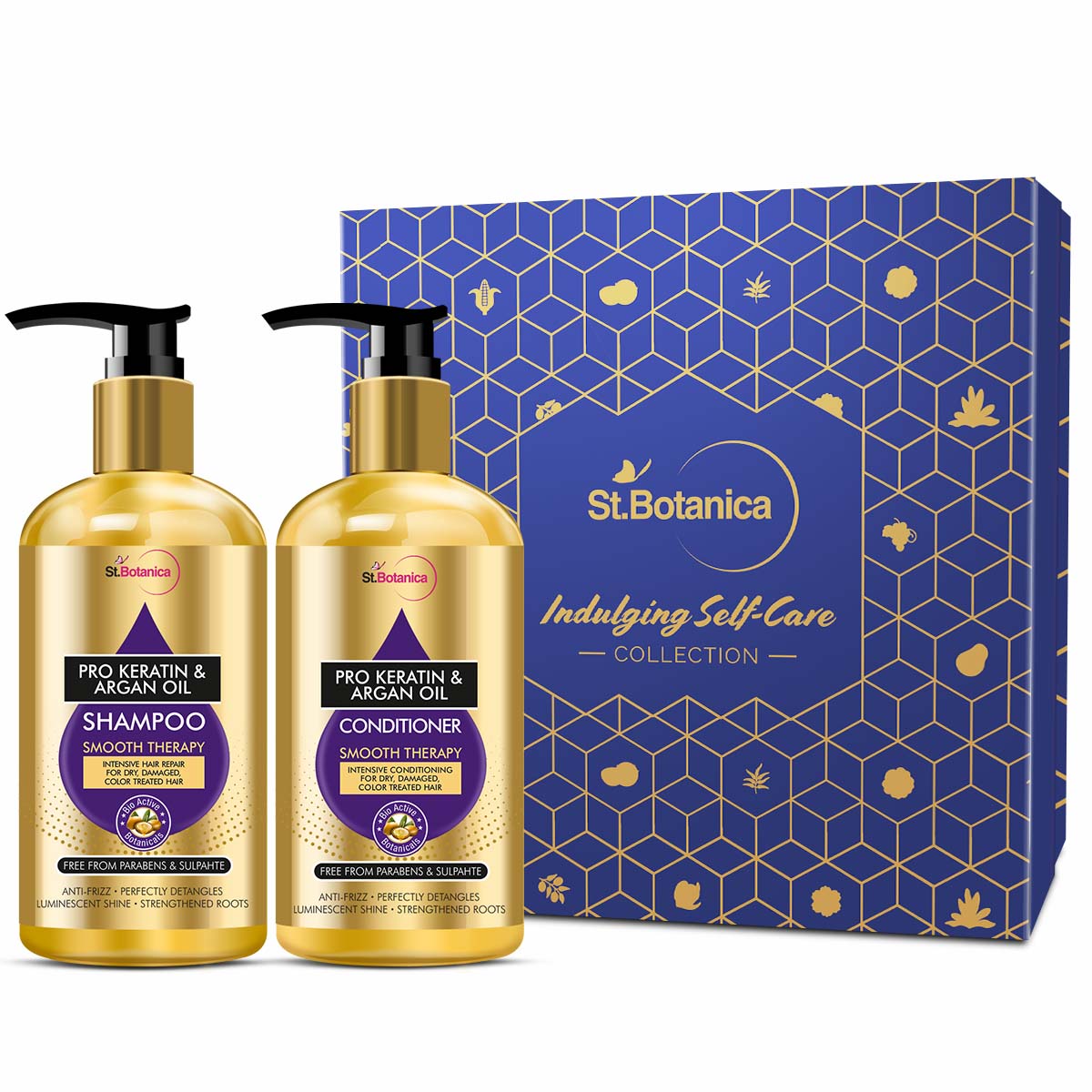 St.Botanica Pro Keratin & Argan Oil Shampoo + Conditioner Kit (300ml Each), No Sulphate, Paraben