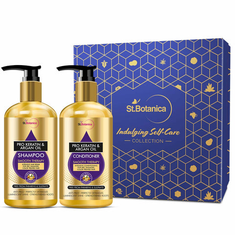 St.Botanica Pro Keratin & Argan Oil Shampoo + Conditioner Kit (300ml Each), No Sulphate, Paraben