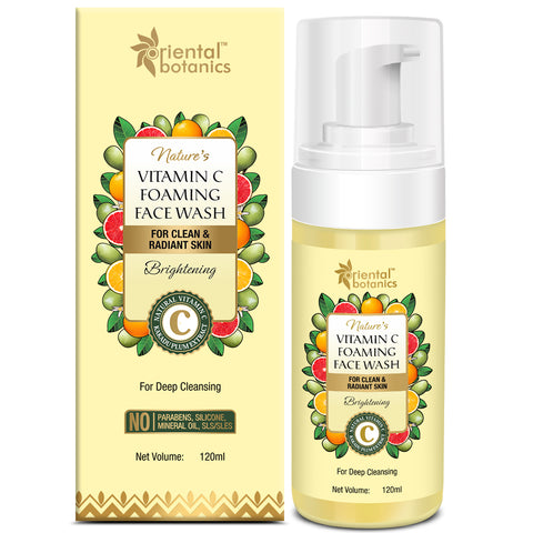 Oriental Botanics Nature's Vitamin C Foaming Face Wash, No SLS, Paraben, For Deep Cleansing 120ml