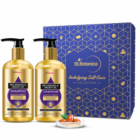 St.Botanica Pro Keratin & Argan Oil Shampoo + Conditioner Kit (300ml Each), No Sulphate, Paraben