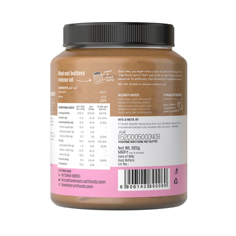 The Whole Truth - No Added Sugar Protein Peanut Butter - 925g with 11g protein per serve - Crunchy - Unsweetened