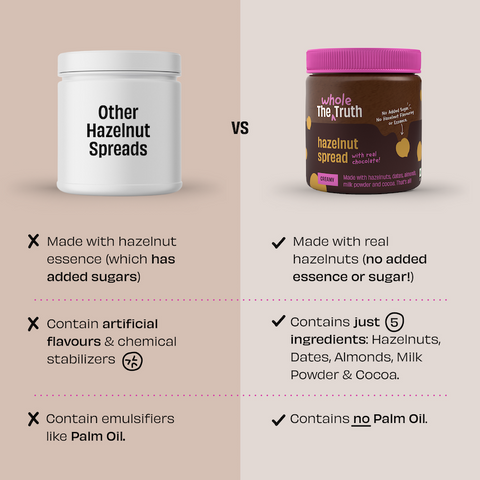 The Whole Truth - Hazelnut Spread - Creamy - 200g - No Added Sugar - No Palm Oil - No Preservatives - No Artificial Flavour