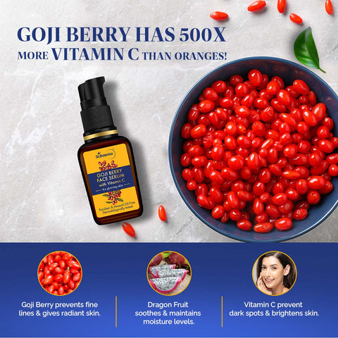 St.Botanica Goji Berry Face Serum, 30ml with Antioxidant-Rich Goji Berry, 6% Vitamin C & Dragonfruit | For Clear, Bright, & Youthful Skin | Paraben Free, Cruelty Free & Vegan