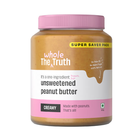 The Whole Truth - Unsweetened Peanut Butter | Creamy | No Added Sugar | No Artificial Sweeteners | No Gluten | No Preservatives |100% natural protein source