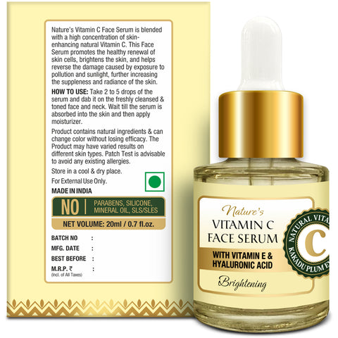 Oriental Botanics Nature's Vitamin C Brightening Face Serum With Vitamin E and Hyaluronic Acid - With Kakadu Plum, 20 ml