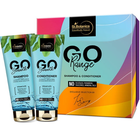 St.Botanica Go Smooth Shampoo + Conditioner, 200ml Each, No SLS/Sulphate, Paraben, Silicones, Colors