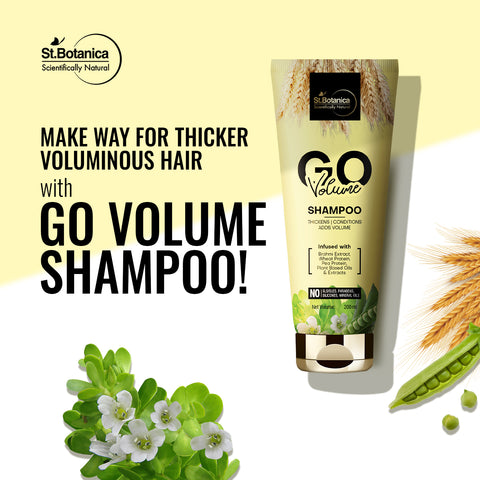 St.Botanica Go Volume Hair Shampoo - With Brahmi Extract, Wheat Protein, Pea Protein, No Sls/ Sulphate, Paraben, Silicones, Colors, 200 ml