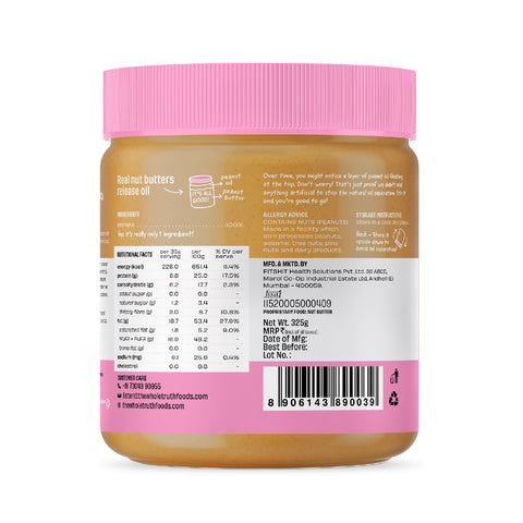 The Whole Truth - Unsweetened Peanut Butter - Creamy | No Added Sugar | High Protein | No Artificial Sweeteners | Vegan | No Gluten & Soy | No Preservatives | 100% Natural