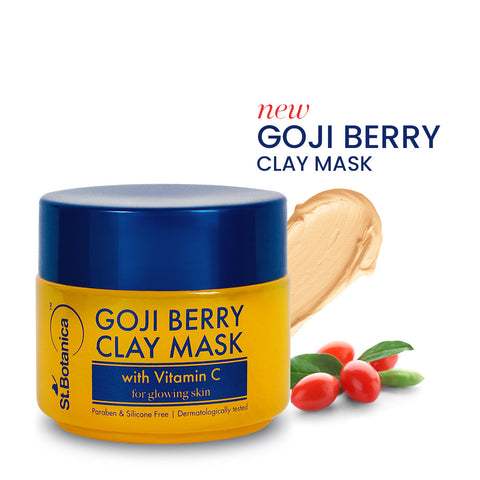 St.Botanica Goji Berry Clay Mask, 100gm | Infused with Goji Berry, Vitamin C & Dragonfruit that Helps Reduce Dark Spots & Brighten Skin | Paraben Free, Cruelty Free & Vegan