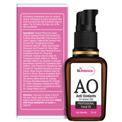 St.Botanica Anti Oxidant (24 Active Oils) Professional Face Oil - For Complete Skin Care, 20 ml