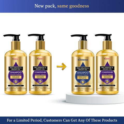 St.Botanica Pro Keratin & Argan Oil Shampoo + Conditioner Kit (300ml Each), No Sulphate, Paraben