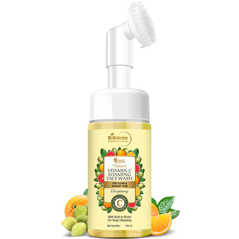 Oriental Botanics Nature's Vitamin C Foaming Face Wash with Built-in Brush, No SLA, Paraben, 120ml