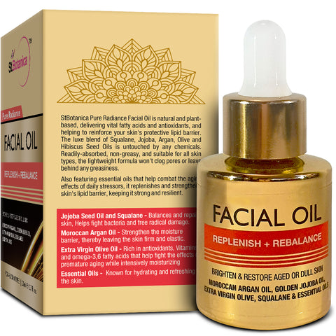 St.Botanica Pure Radiance Facial Oil Replenish + Rebalance - Brighten & Restore Aged or Dull Skin, 20 ml (STBOT574)