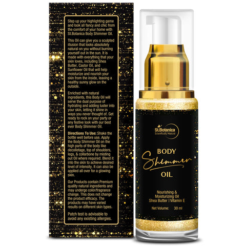 St.Botanica Body Shimmer Oil - Nourishing & Moisturizing Oil With Shea Butter, Vitamin E, 30 ml