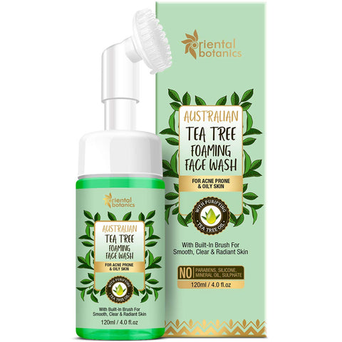 Oriental Botanics Australian Tea Tree Foaming Face Wash For Acne Prone & Oily Skin, No SLS and Paraben, 120 ml (ORBOT71)