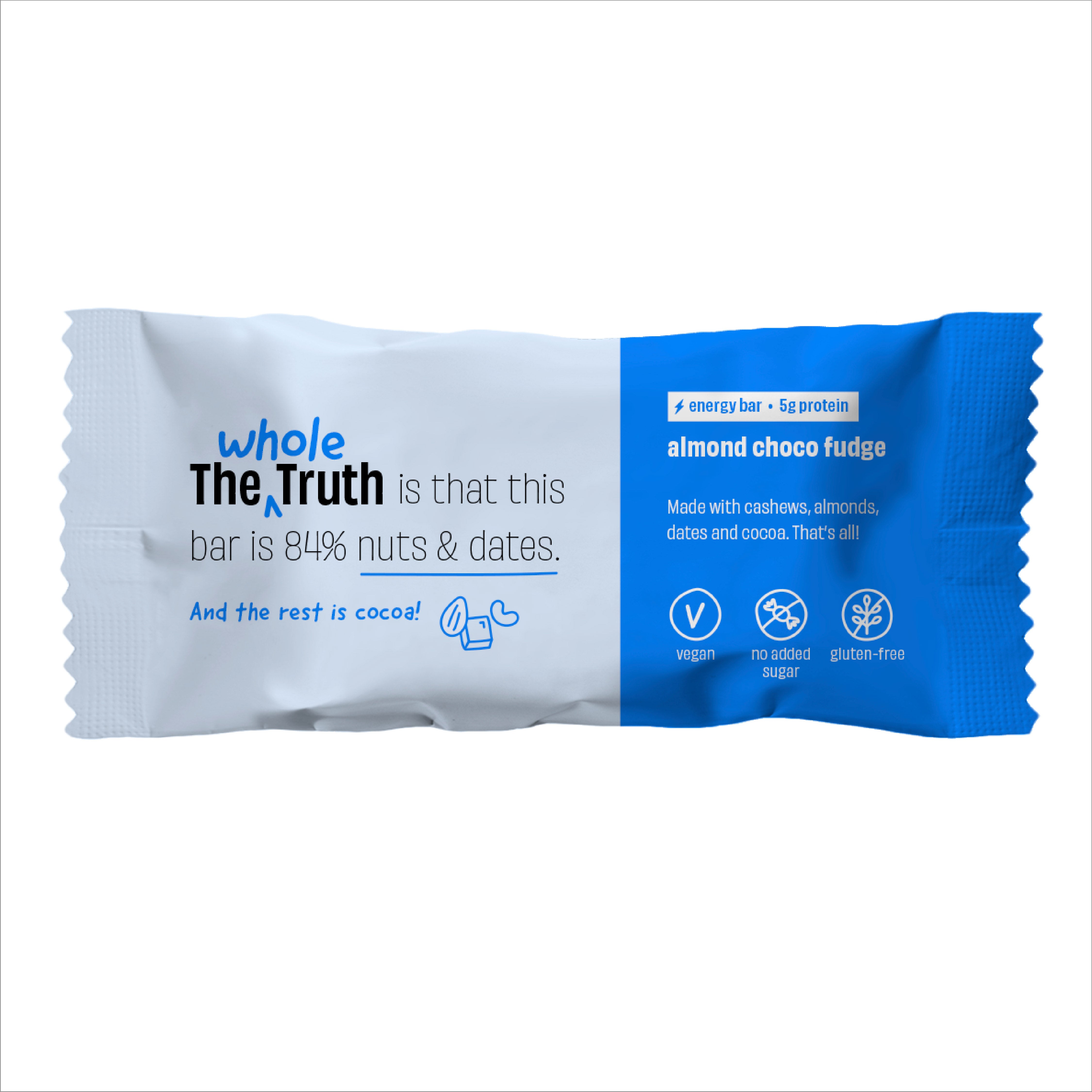 The Whole Truth - Energy Bars | Almond Choco Fudge | Pack of 6 x 40g | Dairy Free & Sugarfree | No Artificial Sweetener | Vegan | No Preservatives | All Natural | Healthy Snack