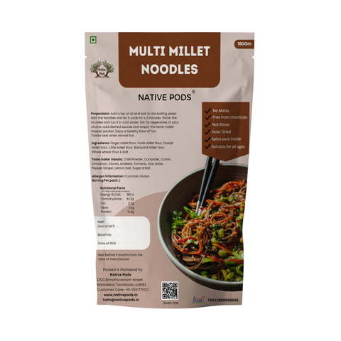 Native Pods Multi Millet Noodles | Not Fried | No MSG | No Maida