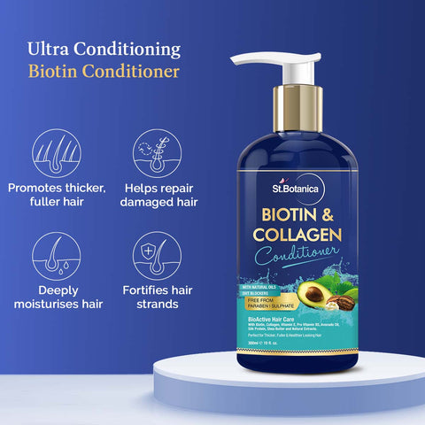 St.Botanica Biotin & Collagen Hair Conditioner, 300ml - For Thicker, Fuller and Healthy Hair, with Pro-Vitamin B5, E, Saw Palmetto & Shea Butter