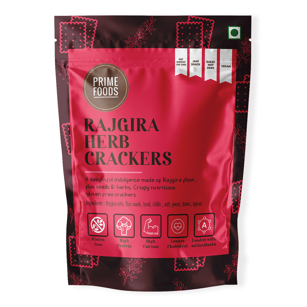 Prime Foods Rajgira Herb Crackers - Pack of 4