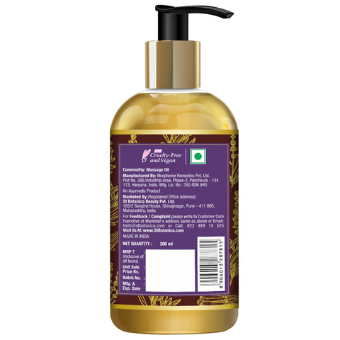 Oriental Botanics Body Massage Oil, Lemongrass and Lavender, No Mineral Oil, 200 ml (ORBOT12)