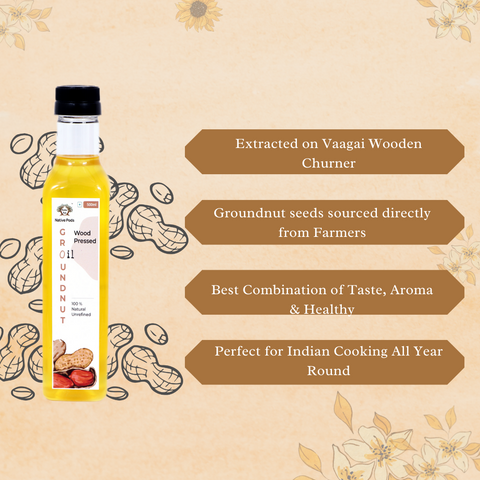 Native Pods Cold Press Groundnut Oil - Kacchi Ghani/ Chekku/ Kolhu - Unrefined/Unfiltered