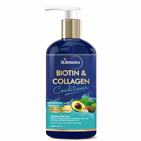 St.Botanica Biotin & Collagen Hair Conditioner, 300ml - For Thicker, Fuller and Healthy Hair, with Pro-Vitamin B5, E, Saw Palmetto & Shea Butter