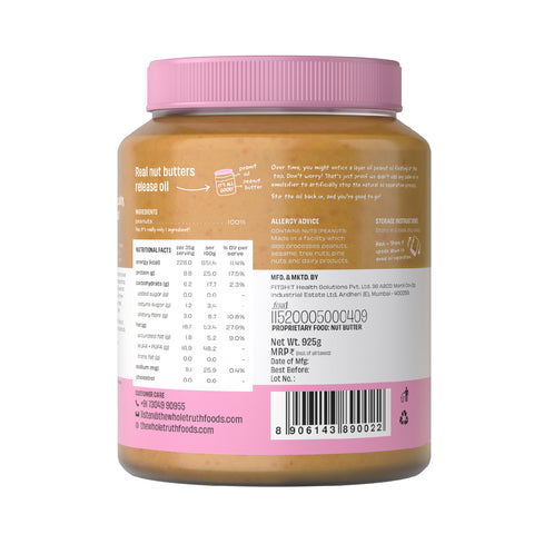 The Whole Truth - Unsweetened Peanut Butter - Creamy | No Added Sugar | High Protein | No Artificial Sweeteners | Vegan | No Gluten & Soy | No Preservatives | 100% Natural