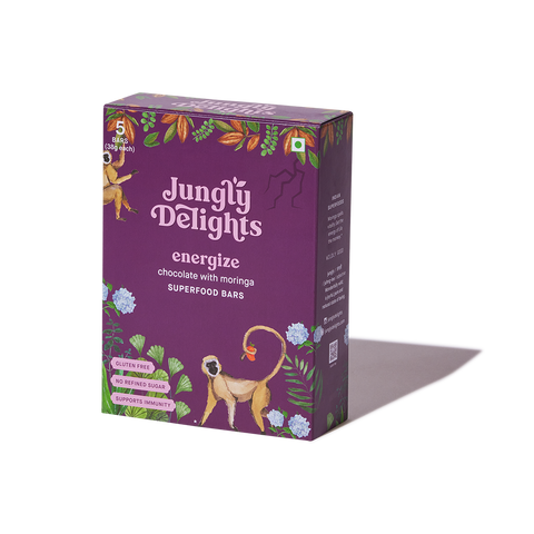 Jungly Delights Energy Bar | Chocolate with Moringa| Energize Superfood | 5NX38g