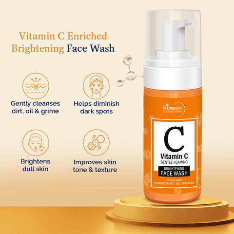 St.Botanica Vitamin C Foaming Brightening Face Wash - No Parabens, Sulphate, Silicones, 120 ml