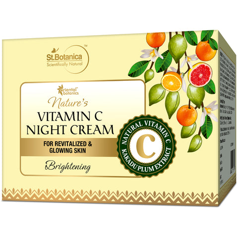 Oriental Botanics Nature's Vitamin C Brightening Face Night Cream - With Kakadu Plum - For Revitalized and Glowing Skin, 50 g