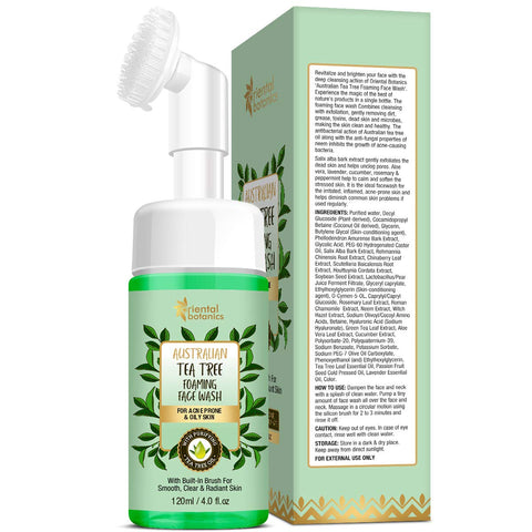 Oriental Botanics Australian Tea Tree Foaming Face Wash For Acne Prone & Oily Skin, No SLS and Paraben, 120 ml (ORBOT71)