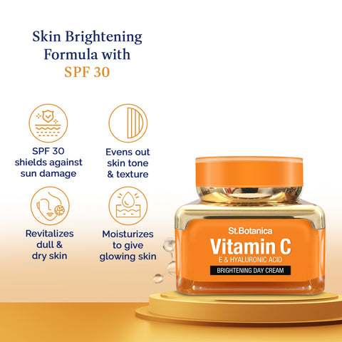 St.Botanica Vitamin C Brightening Day Cream With SPF 30 UVA/UVB PA+++ For Radiant Youthful Looking Skin, 50 g