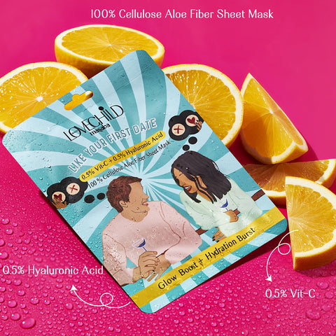 LoveChild Masaba - Like Your First Date - 100 % Cellulose Aloe Fiber Sheet Mask