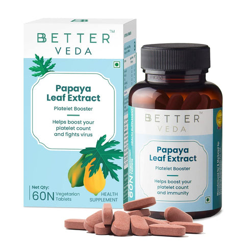 BBetter Papaya Leaf Supplement I For Boosting Platelet Count I 60 Veg Tablets