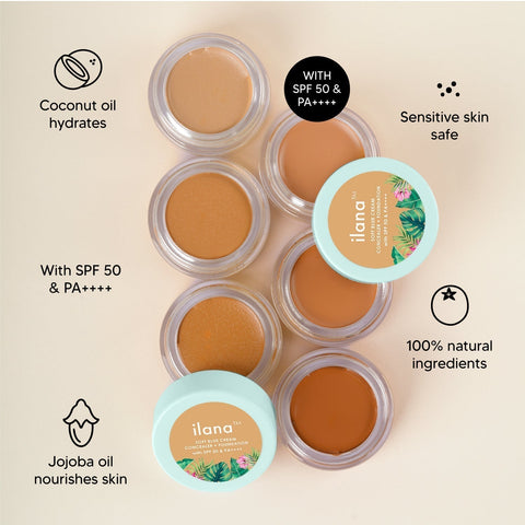 Ilana Soft Blur Cream Concealer & Foundation with SPF 50 I Shade - Coconut | 5 ml