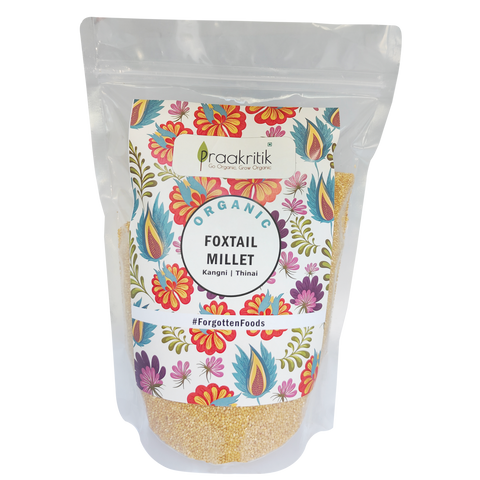 Praakritik Organic Foxtail Millets (Kangani) | High in Vit B12, Protein, Iron, Calcium | Maintains Blood Sugar | 1kg