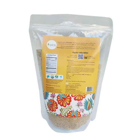 Praakritik Organic Little Millet (Sama) | Good for Heart & Cholestrol | Maintains Blood Sugar | Gluten-Free| 1kg