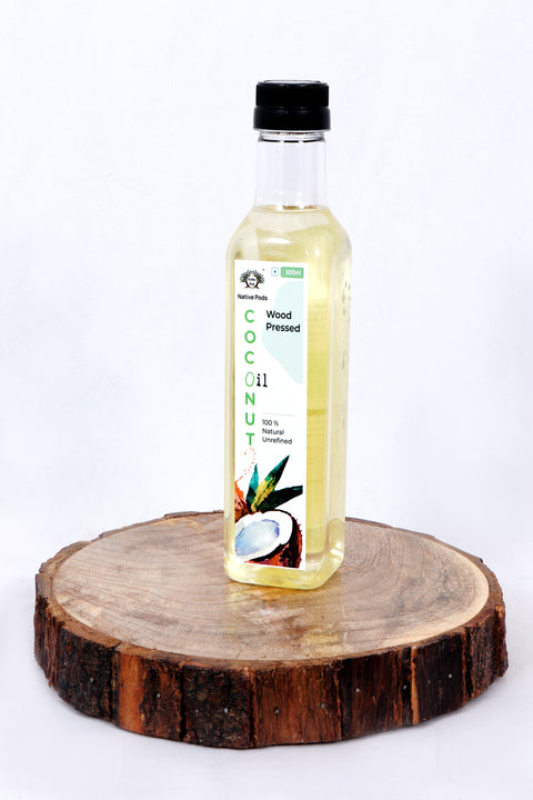 Native Pods Cold Press Coconut Oil - Kacchi Ghani/ Chekku/ Kolhu - Natural, Pure & Wood Pressed for Cooking, Skin, Hair & Baby massage