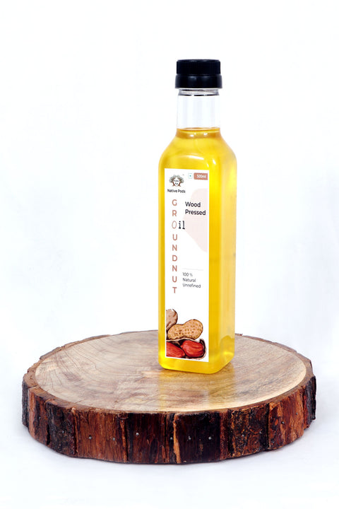 Native Pods Cold Press Groundnut Oil - Kacchi Ghani/ Chekku/ Kolhu - Unrefined/Unfiltered