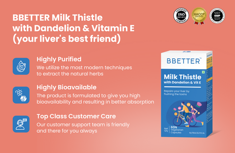 BBetter Milk Thistle Supplement I Liver Detox  I 60 Veg Capsules