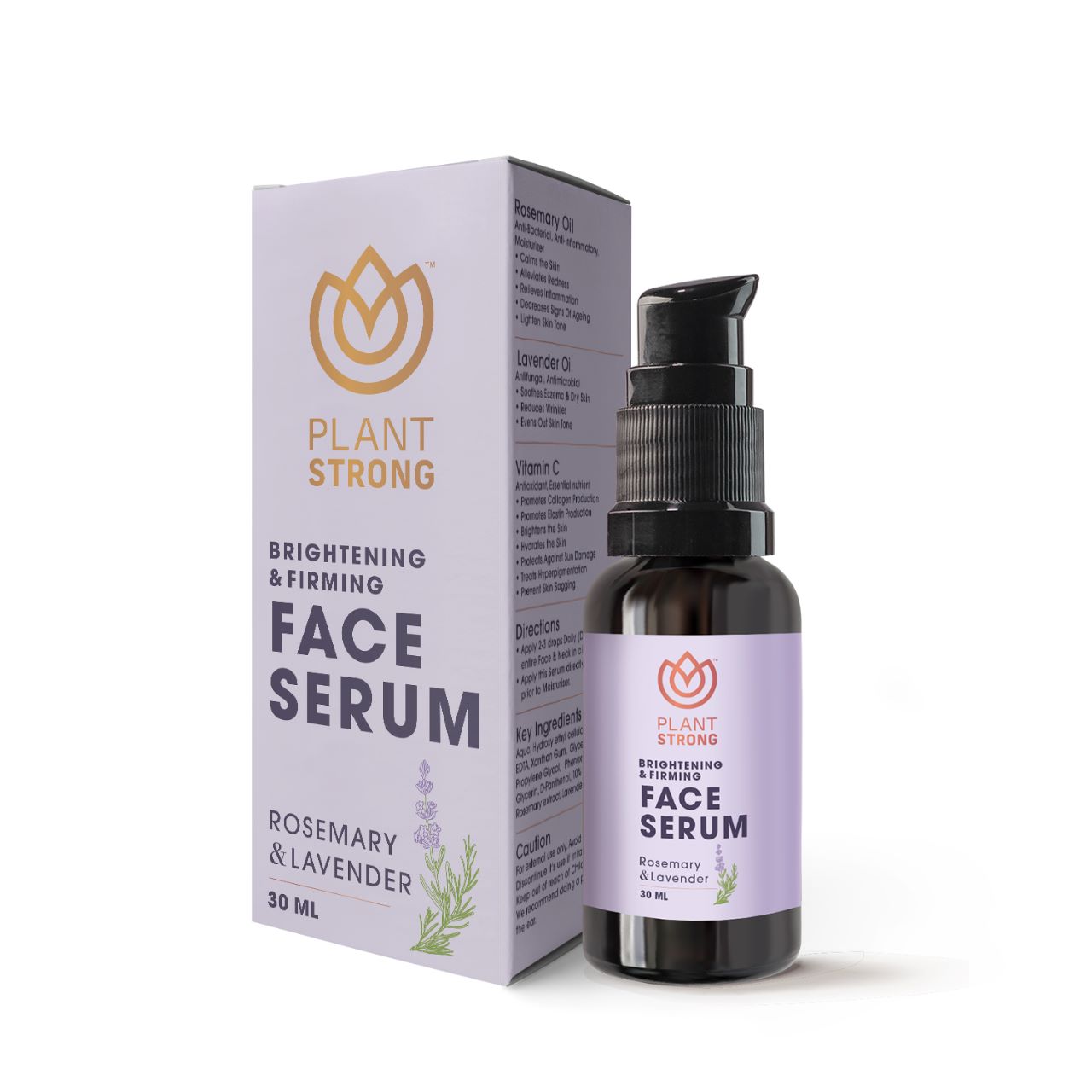 Plant Strong Vitamin C Face Serum | Brightening and Firming | Rosemary and Lavender | 30 ml