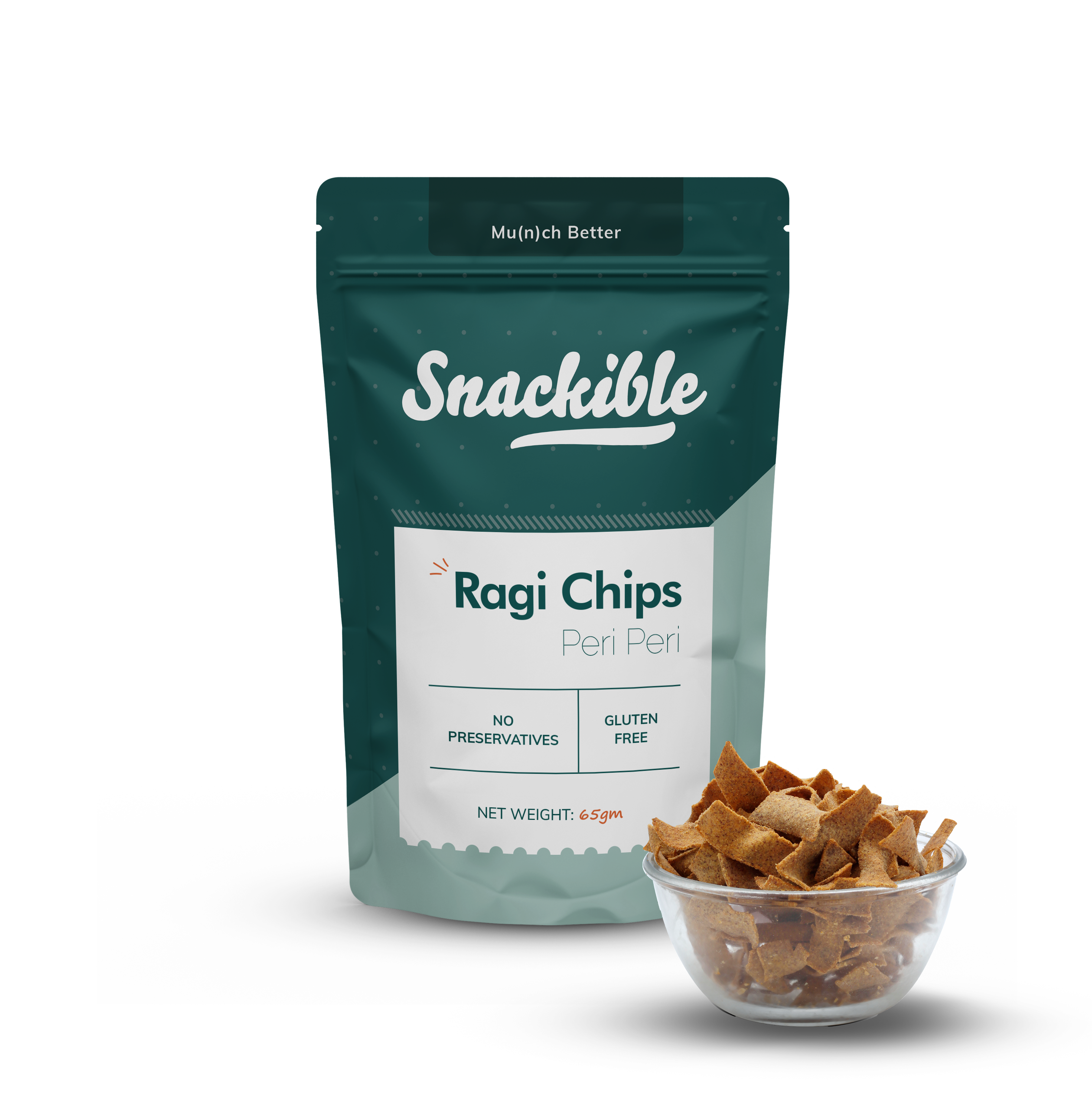 Snackible Peri Peri Ragi Chips | Pack of 4 | 65gm each